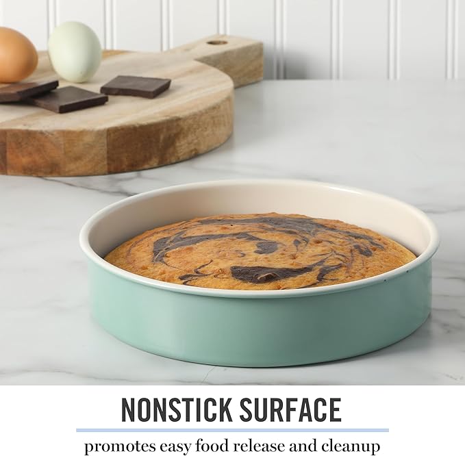 Martha Stewart Gallen 8 Inch Round Nonstick Carbon Steel Cake/Bake Pan - Teal