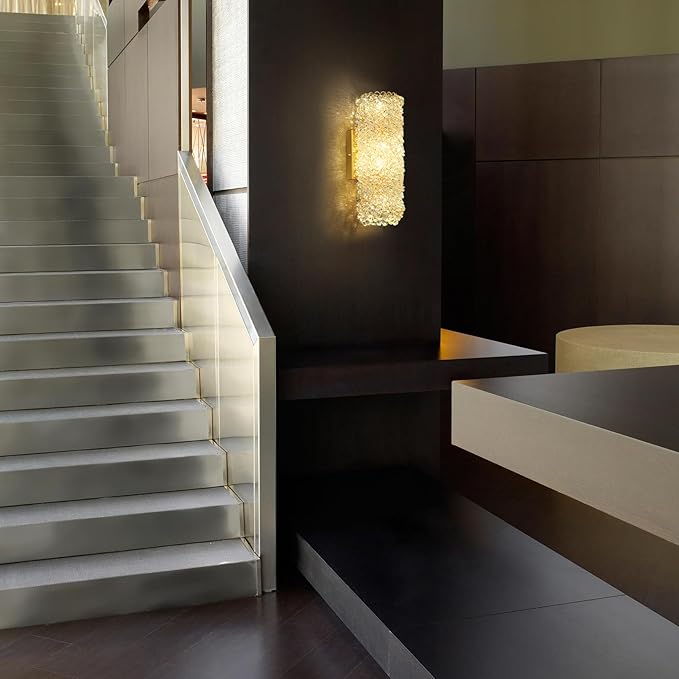 Modern Sconces, Beaded Crystal sconse Light Fixtures,Indoor Gold Wall Lamp,Crystal Vanity Wall Mount Lamp,Elegant Wall Lighting for Living Room Bedroom Bathroom Hallway Stairway Bedside