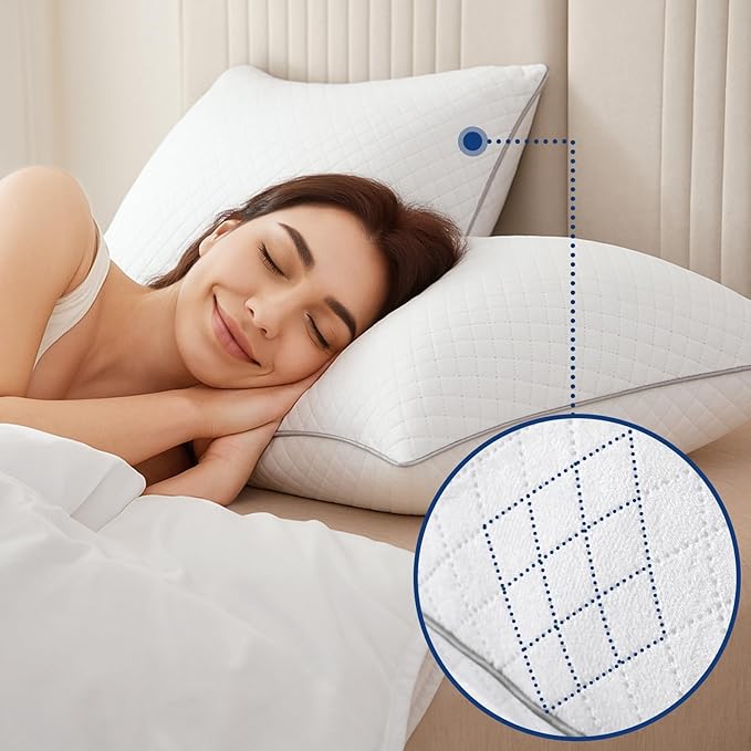 JOLLYVOGUE Pillows Queen Size Set of 2, Hotel Quality Down Alternative Bed Pillows for Side, Back, and Stomach Sleepers - Oeko-Tex Certified, 20x30 Inches