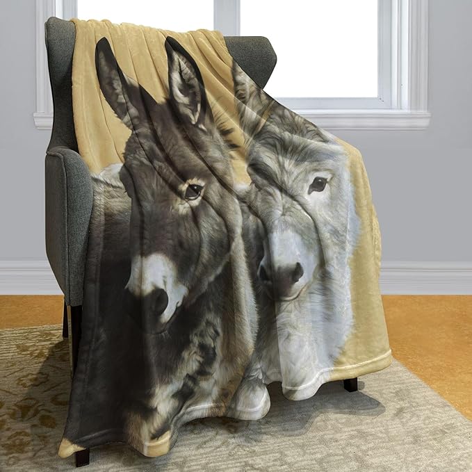 Donkeys Blanket Cute Animals Fleece Blanket Soft Fuzzy Plush Throw Blankets for Couch Bed 40"x50"