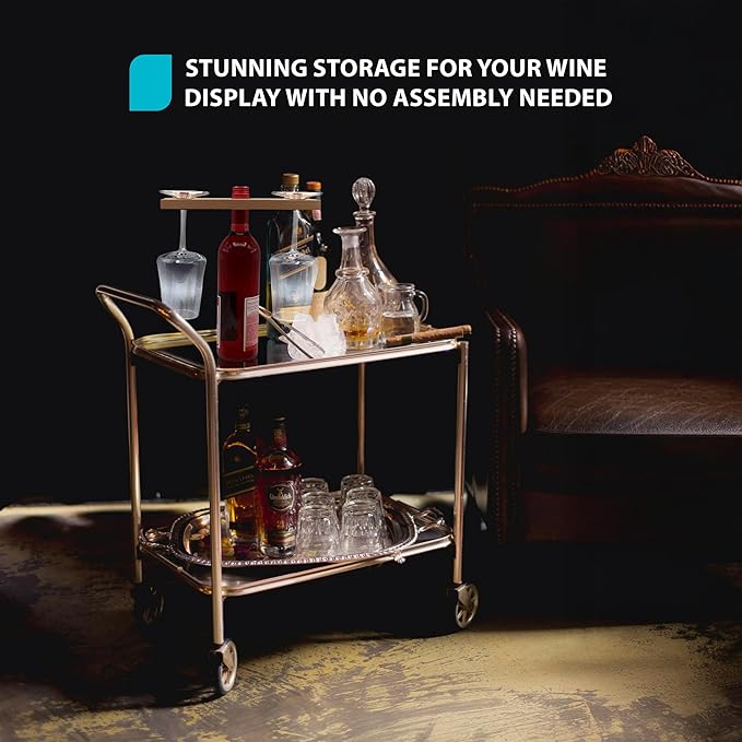 Wine & Glass Holder - Countertop or Shelf Storage Rack for 2 Glasses & Bottle, Decorative Holiday or Housewarming Gift, Solid Maplewood, 10 Inch x 3.5 Inch