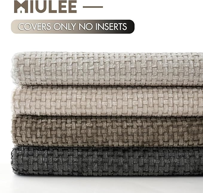 MIULEE Pack of 4 Couch Throw Pillow Covers 26x26 Inch Neutral Soft Decorative Chenille Pillow Covers Farmhouse Boho Accent Cushion Covers for Mid Century Modern Home Decor Sofa Bedroom Living Room