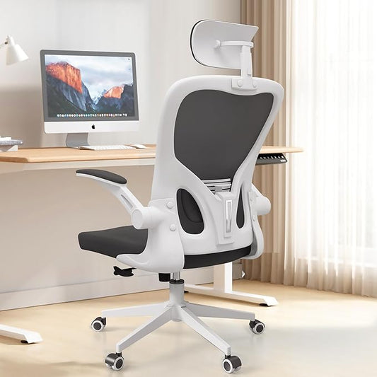 Office Chair Ergonomic Desk Chair, 350 LBS Mesh Office Chair with Lumbar Support, Comfy Desk Chair with Wheels, Big and Tall Chair for Study Work Gaming (Black+White)
