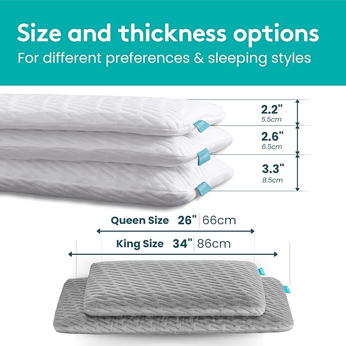 BLISSBURY Stomach Sleeping Pillow – Ultra Thin 2.6" Memory Foam for Neck and Cervical Support | Flat Pillow for Belly Sleeper | Low Loft Design for Comfort and Better Sleep