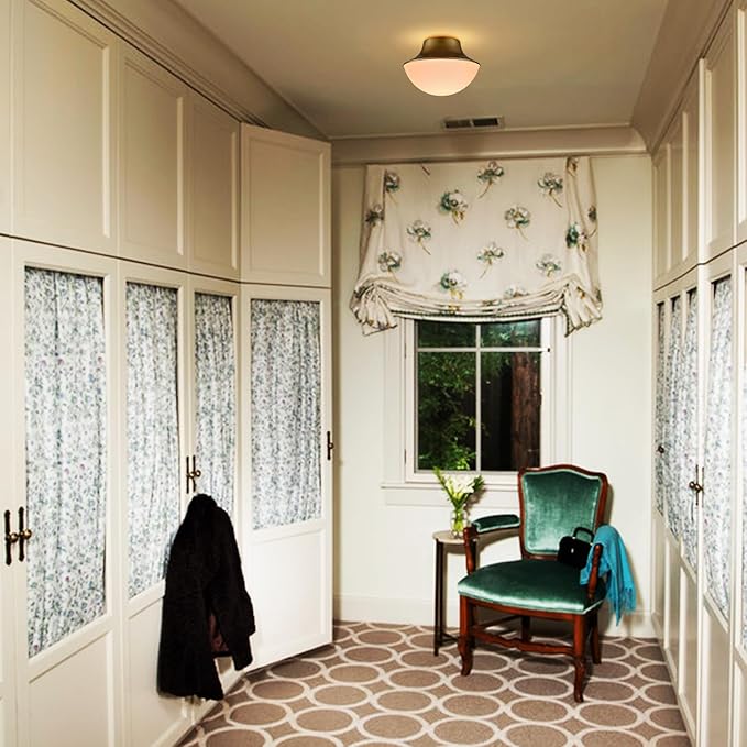 Modern Gold Semi Flush Mount Ceiling Light Fixture Brass Orange Round Bowl Shape Milk Glass Light Fixture Ceiling Mount for Bathroom Bedroom Hallway Entrance Staircase Office Living Room