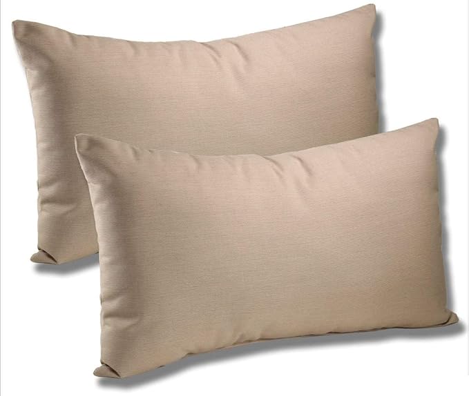 Comfort Classics Set of 2-22x12x4 Sunbrella Indoor/Outdoor Fabrics Lumbar Pillows in Spectrum Sand Inc.
