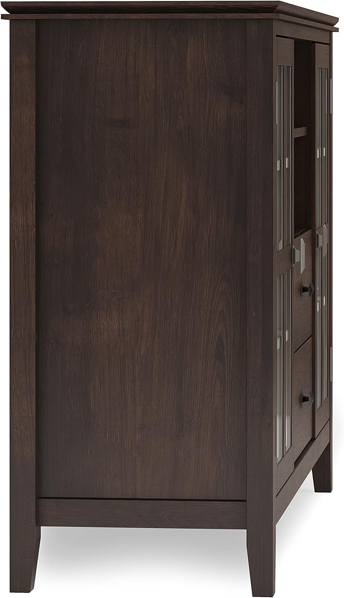 SIMPLIHOME Artisan SOLID WOOD 53 inch Wide Contemporary TV Media Stand in Dark Chestnut Brown For TVs up to 60 inches for the Living Room and Entertainment Center