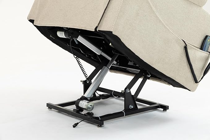 180 Degrees Lay Flat Lift Recliner Chair with Heat and Massage, Dual Motor Infinite Position Electric Power Lift Recliners for Elderly, Big Man Up to 400 LBS, Seniors, White