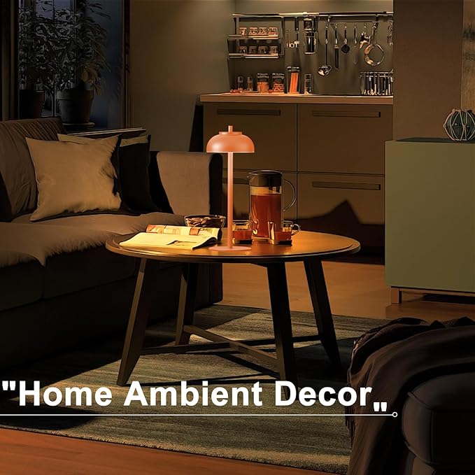 Orange Table Lamp Set of 2 Rechargeable,Table Lights Battery Operated-IP65 Waterproof-for Outdoor Patio/Restaurants/Home/Dinner/Table Lighting-Touch Control & Dimmable