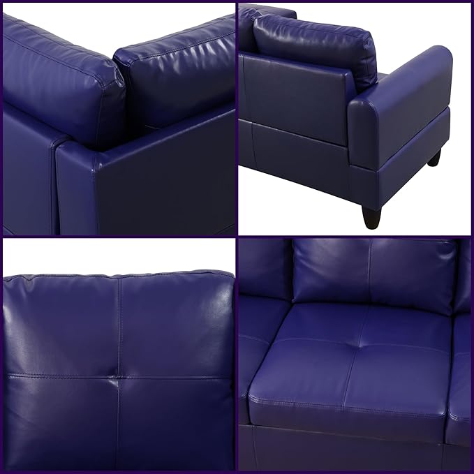 L Shaped Couch, Modular Sectional Sofa with Chaise, Modern Modular Sofas Furniture Sofa Couches for Living Room/Apartment/Office/Bedroom, Dark Blue Violet