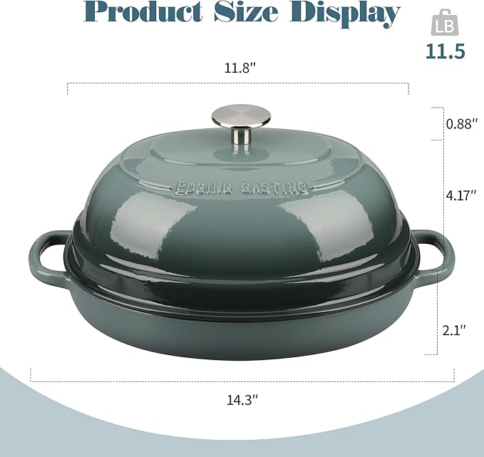 Enameled Oval Cast Iron Dutch Oven Pot with Lid, Bread Dutch Oven for Sourdough Bread Baking, 6QT, Slateblue