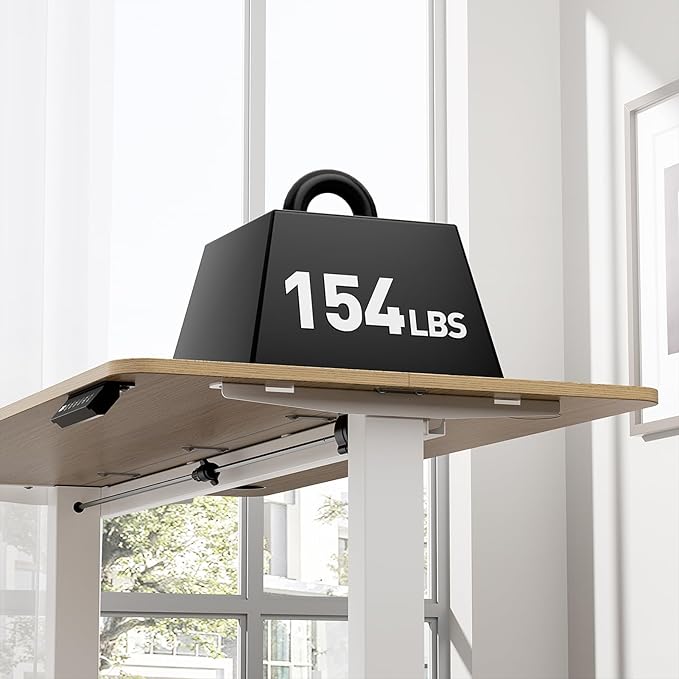 Electric Standing Desk 55 x 24 Inches, Height Adjustable Sit Stand Home Office Computer Desk with Memory Presets,Wood Color