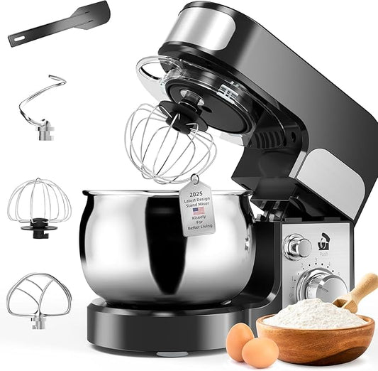 Stand Mixer, 4-QT 700W 6-Speeds Electric Food Mixer with Pouring Shield, Stainless Steel Mixing Bowl, Dough Hooks & Mixer Beaters for Dressings, Frosting, Meringues & More (DZ1)