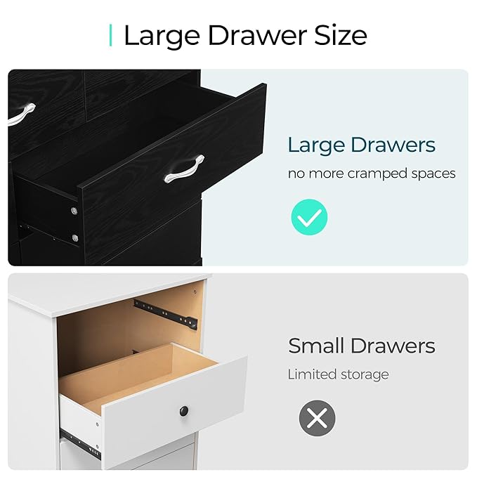 LINSY HOME 10 Drawer Dresser for Bedroom, 54" Wide Chest of Drawers, Modern TV Stand Dressers with Wood Frame and Metal Handles, Large Drawer Organizer for Bedroom, Living Room, Black