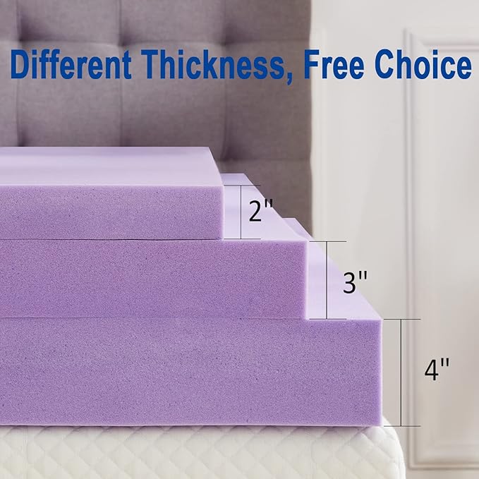 SINWEEK 4 Inch Gel Memory Foam Mattress Topper Ventilated Soft Pressure Relieve Mattress Pad, Breathable Bed Topper, CertiPUR-US Certified, Twin Size