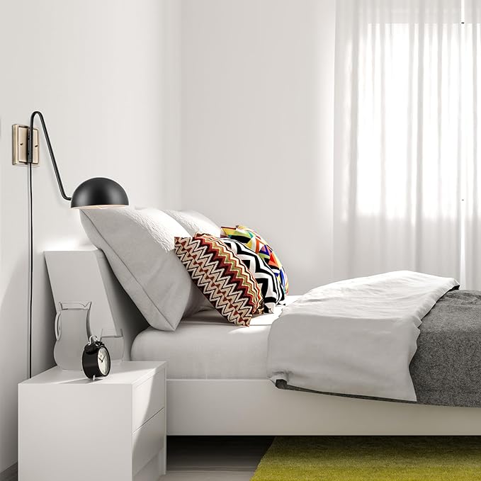 GLOBE Electric 51373 Addison 1-Light Plug-in Wall Sconce, Matte Black