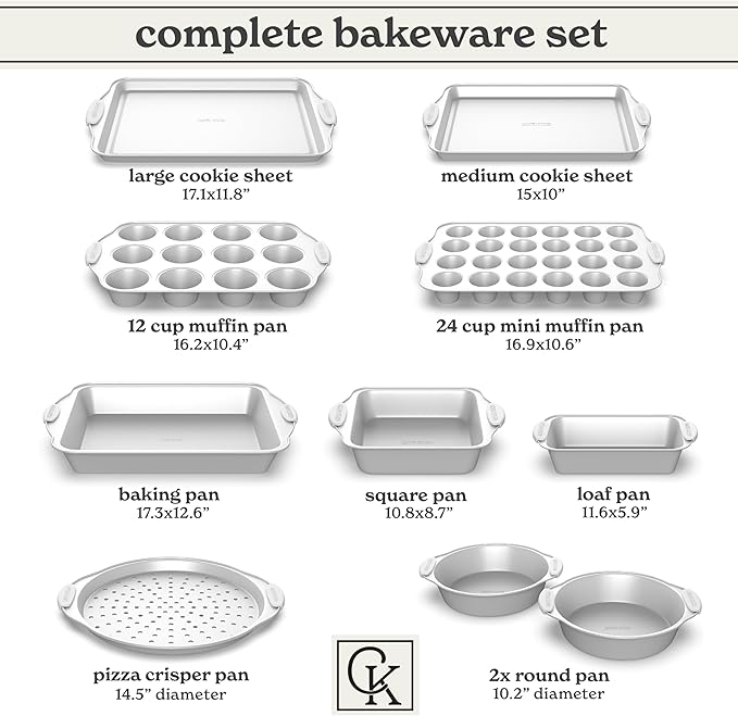 Country Kitchen Nonstick Stackable Bakeware Set - Heavy Duty, Durable, Easy Release Baking Set, Silver, 10 Pcs