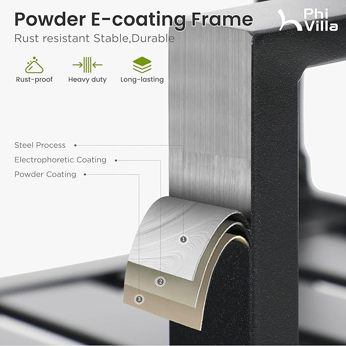 PHI VILLA 7 Pieces Patio Dining Set, Outdoor Dining Table Set for 7 with Stackable Patio Dining Chairs, Patio Table and Chairs Set for Outsides, Black Style 2