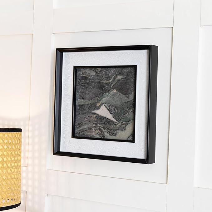 Natural Marble Decorative Wall Art Home Decor for Bedroom Hand Made Abstract Lithographic Painting Living Room Aesthetic for Classroom Farmhouse Heavy Texture Picture Frames 10x10 inch Rural Green