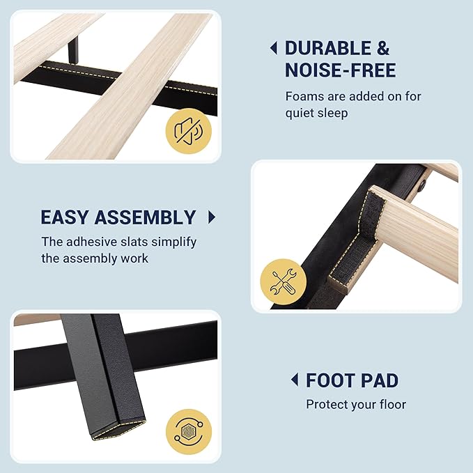 Allewie King Size Velvet Platform Bed Frame with Vertical Tufted Wingback Headboard, Easy Assembly, Under Bed Storage, No Box Spring Required, Modern Style, Black