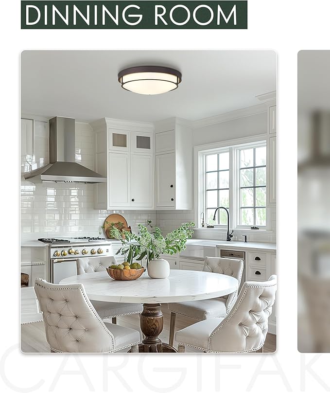 16 inch Flush Mount Ceiling Light, 3-Light Close to Ceiling Light Fixtures with Oil Rubbed Bronze Finish for Bathroom Bedroom Kitchen Hallway, CL4822-3W-BK