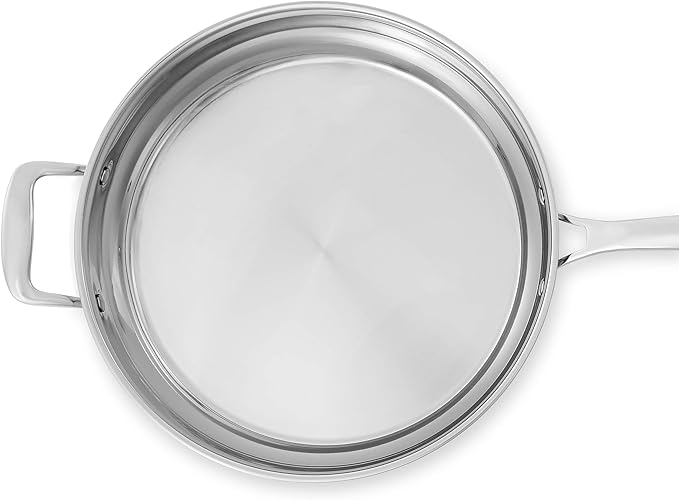 Amazon Basics Stainless Steel Cookware 11-Piece Set, Oven Safe, Pots and Pans, Induction-Ready, Even Heating, Easy to Clean, Heavy Duty, Silver