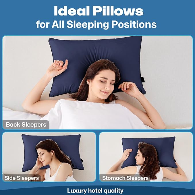 GOHOME Pillows Queen Size Set of 4 - Bed Pillows for Sleeping 4 Pack, Cooling Supportive Hotel Pillows with Premium Soft Down Alternative Fill for Side Stomach and Back Sleepers