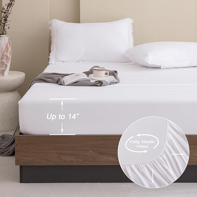 Andency Full Size Comforter Set White -7 Pieces Boho Tassel Bed in a Bag Soft Lightweight Bedding Sets, All Season Fringe Bed Set with Comforter, Sheets, Pillowcases & Shams