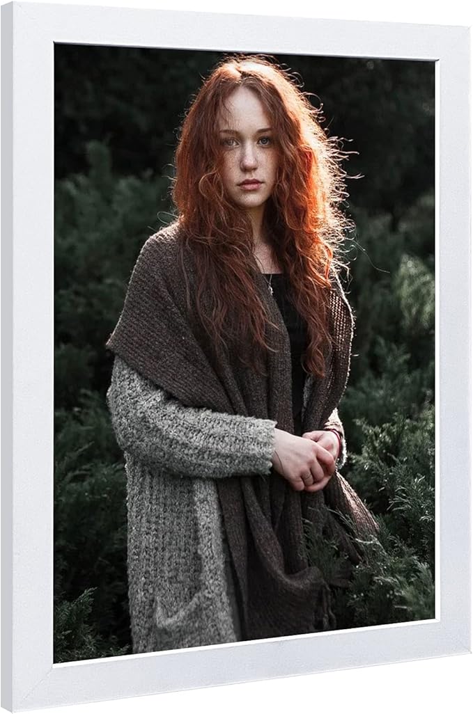 VCK 20x30 Poster Frame - Wooden White Picture Frames with Plexiglass, Natural Woodgrain Wall Gallery photo frames