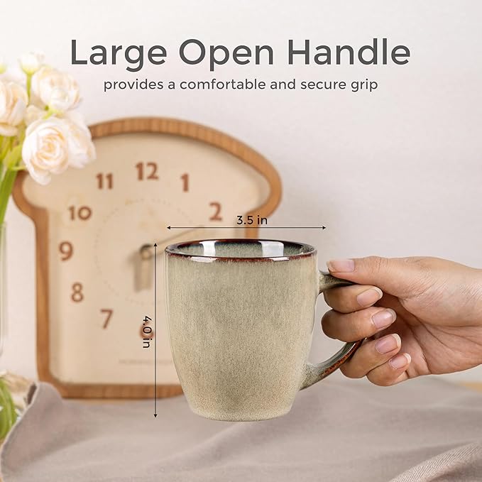 GBHOME Ceramic Coffee Mugs Set of 6, 12oz Stoneware Coffee Mugs Set For Dad Mom Women MEN, Light Weight Coffee Cups for Latte/Tea/Beer/Hot Cocoa, Dishwasher & Microwave Safe