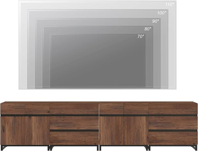 WAMPAT Modern TV Stand for TVs up to 120 Inches, 4-in-1 Media Console with Adjustable Shelves and 6 Drawers, TV Cabinet for Living Room or Bedroom, Brown