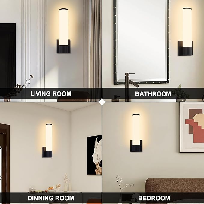 Kalium 14in LED Modern Wall Sconces, Dimmable Bathroom Vanity Lights, 3000K Warm White, Indoor Sconces, Bathroom, Stairs, Living Room, Bedroom. Hardwired.
