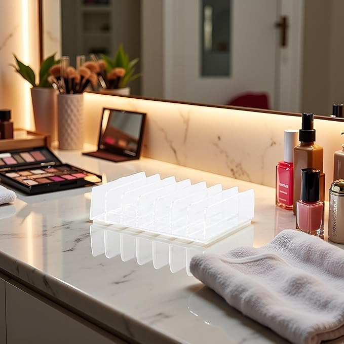 1Pc Eyeshadow Palette Makeup Money Storage Rack for Bathroom Vanity Countertop Cosmetic Display Cases 7 Compartments Heavy Duty Multifunctional Desktop Cash Cosmetic Holder Organizer（Transparent）