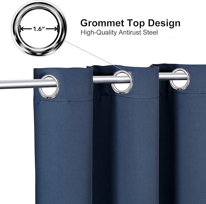 ChrisDowa Small Kitchen Valances for Windows - Grommet Short Thermal Insulated Room Darkening Window Valances Curtains for Living Room (2 Panels, Stone Blue, 42 x 18 Inch)