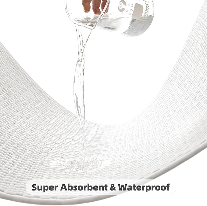 Bathroom Rugs Non Slip Washable, Super Absorbent Thin Bath Mat Small Quick Dry Low Pile Bathroom Rug, White 16"x24"