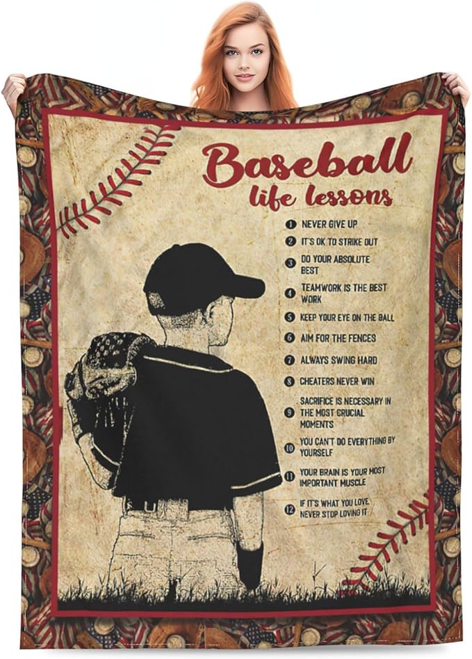 Baseball Blanket Baseball Decor Gifts Throw Blankets Cozy Fleece Flannel Blanket Soft Warm Plush Lightweight Blanket Baseball Gift for Boys Teens Kids for Couch Sofa Bed 50"X60"