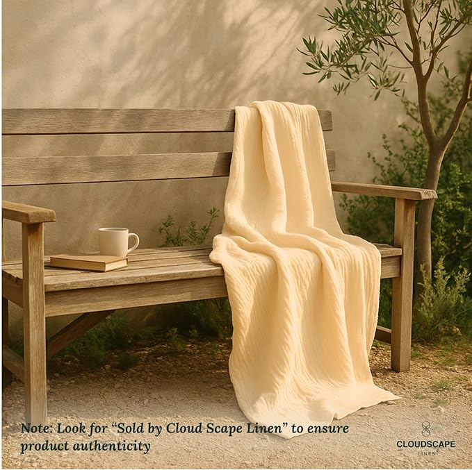 Extra Large 4 Layer Muslin Throw Blanket, 100% Cotton Blanket for Couch, Bed,Sofa, Home Decor,Pre-Washed Gauze, Best Summer Blanket, 50x70, Ivory