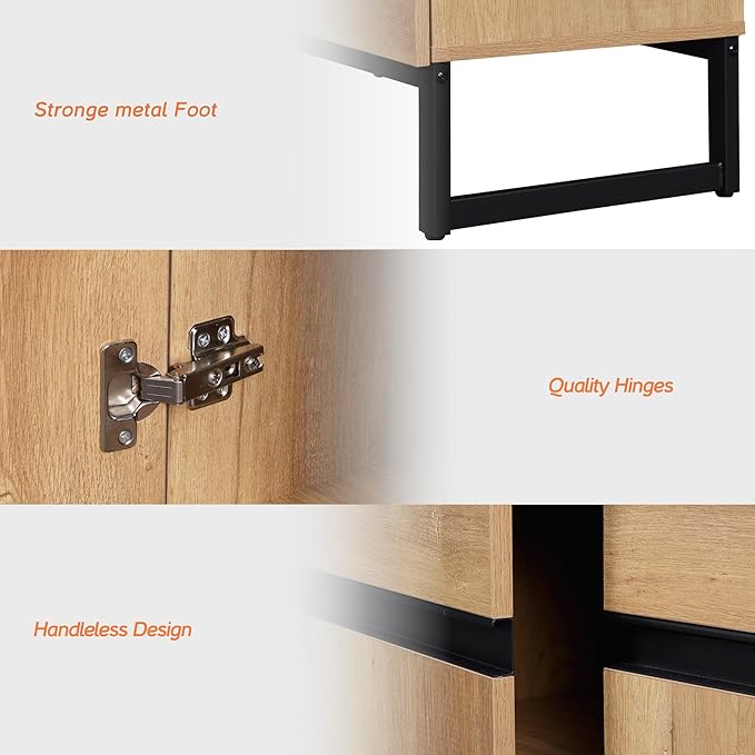 WAMPAT Modern TV Stand for TVs up to 50 inch, TV Entertainment Center Console Table with Storage Cabinet, Wood Media Console for Living Room,Oak