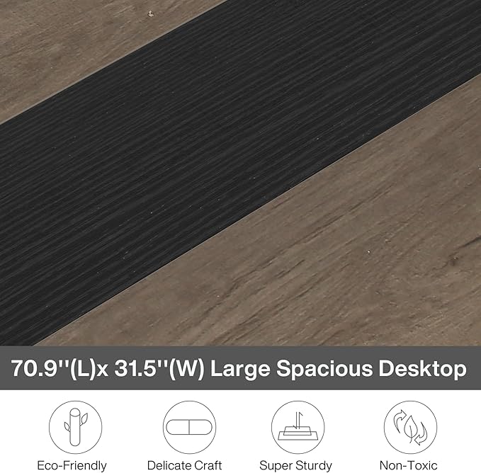 Tribesigns Modern Computer Desk, 70.8 x 31.5 inch Large Office Desk Computer Table Study Writing Desk Workstation for Home Office, Grey/Black