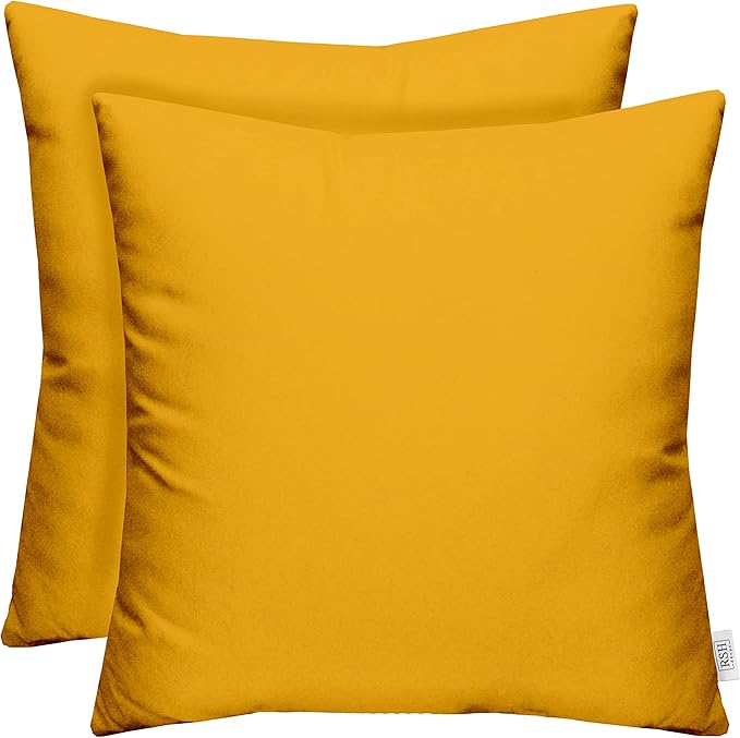RSH DECOR: Sunbrella Square Throw Pillows Set of 2 | 17" x 17" | Water and Fade-Resistant Performance Fabric | Outdoor Pillow Covers with Down-Alternative Inserts | Canvas Sunflower Yellow