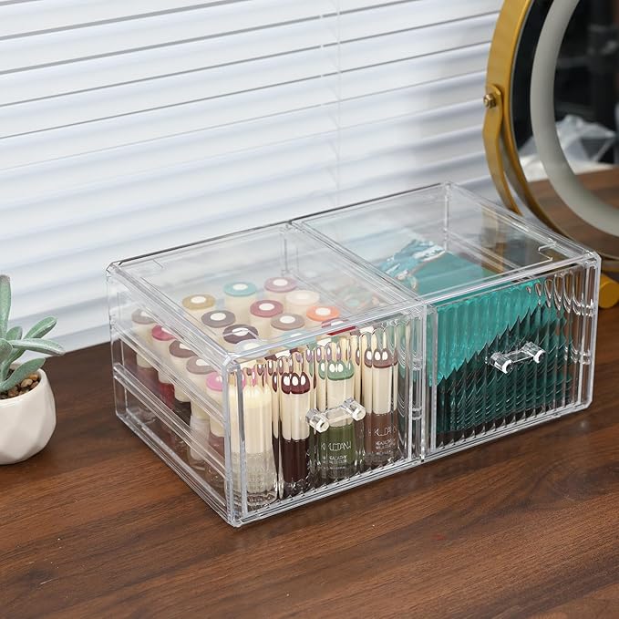 Cq acrylic Clear Plastic Makeup Organizer With 3 Drawers,Stackable Acrylic Drawers for Vanity Counter, Makeup Storage Organizer for Bathroom,Medicine,Accessory,Beauty Supplies Containers,Pack of 1