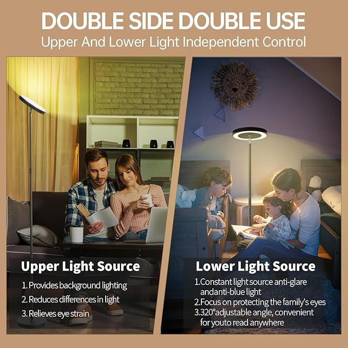 Floor Lamp, 36W/3000LM Super Bright LED Modern Tall Standing Lamp, 3 Color Temperatures Torchiere Sky Lamps, Dimmable Reading Light, Remote & Touch Control for Living Room, Bedroom, Office