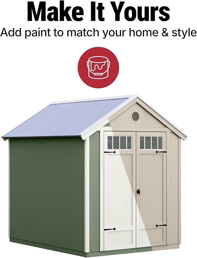 Handy Home Products Garden Shed 6x8 Do-it-Yourself Wooden Storage Shed with Metal Roof- Does not Include Floor kit or Paint