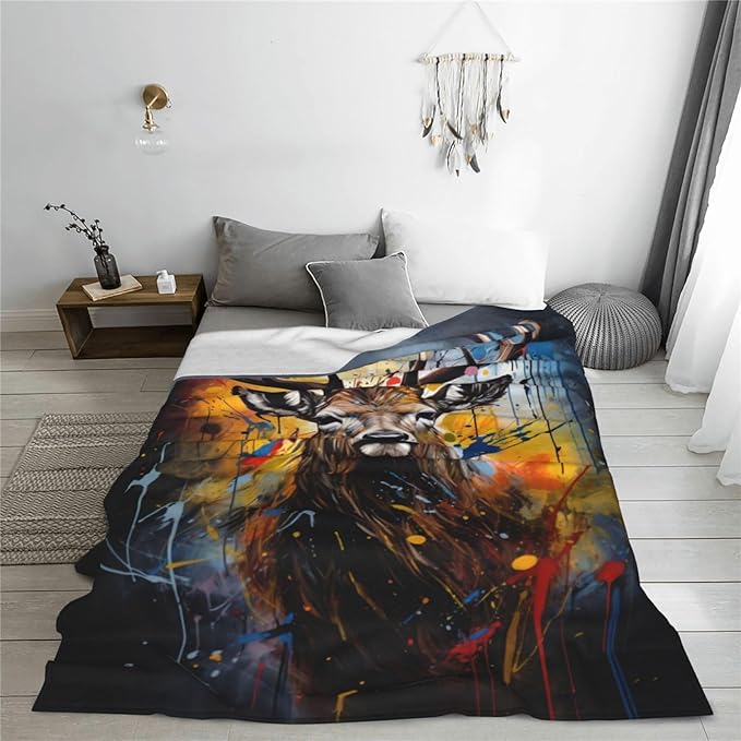 Deer Blanket Hunting Throw Blankets Hunting Stuff Gifts for Men Hunters Women Adults Fleece Flannel Blanket Plush Bedding for Couch Sofa Bed Room Decort 50"X60"