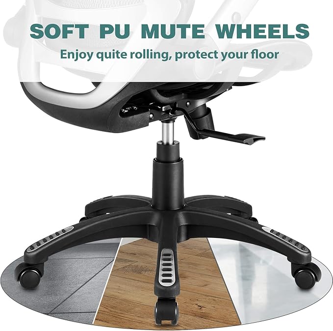 GABRYLLY Ergonomic Office Chair, High Back Home Desk Chair with Headrest, Flip-Up Arms, 90-120° Tilt Lock and Wide Cushion, Big and Tall Mesh Chairs for Man Woman, Black Task Chair(Dark Woodgrain)