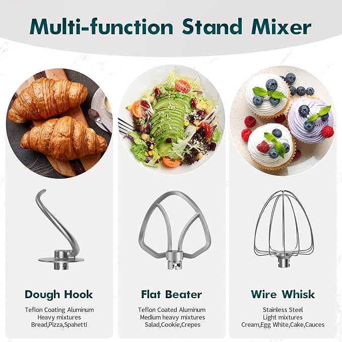 COOKLEE Stand Mixer, 9.5 Qt. 660W Electric Kitchen Mixer with Dishwasher-Safe Dough Hooks, Flat Beaters, Wire Whip & Pouring Shield Attachments for Most Home Cooks, Lavender