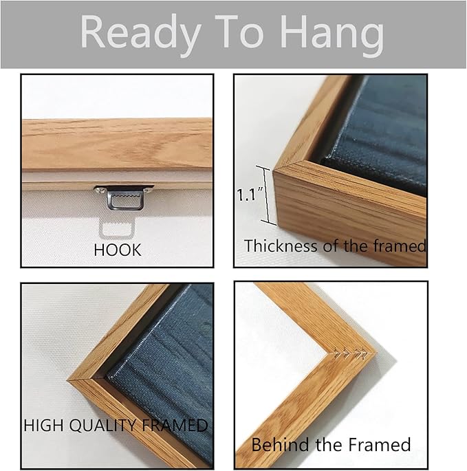 Large Canvas Framed Wall Art White Flowers Modern Canvas Wall Pictures for Living Room, Bedroom Family Wall Decor Decoration, Size 24x48 Wall Art(With Soild Wood Dark Framed)