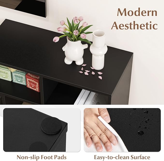 Giantex Free-Combination TV Stand for Bedroom - Entertainment Center for 50 55 60 65 Inch TV, 3-Piece Media Console Table with Storage Cubes, Deformable Open Storage Bookcase Shelf (Black)