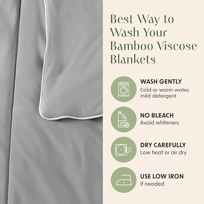 Springtree Home Luxury Viscose from Bamboo Blanket & Comforter | Viscose from Bamboo Comforter Queen Size -90" x 90" | Cooling Blanket | Breathable & Lightweight | Queen - Harbor Grey