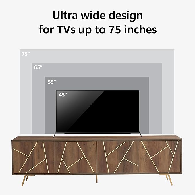 75" Modern TV Stand for TV, Wood Entertainment Center with Storage Cabinet, Media TV Console for Living Room and Bedroom, Rustic Oak